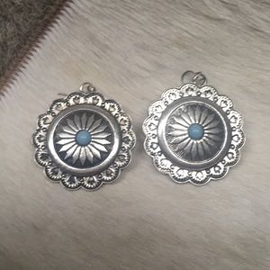 Silver Concho Western Earrings